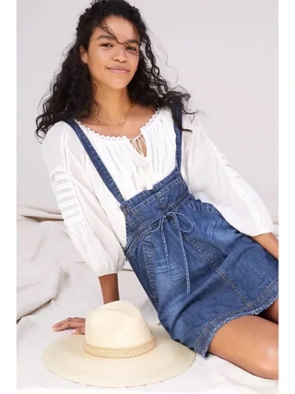 Anthropologie Pilcro Denim Overall Skirt NWT $128 M